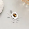 Oval tiger eye stone and mother of pearl pendant for DIY jewelry making - Oval Tiger Eye Stone Pendant Only (Without Chain) (H-11779) / Palladium Color