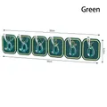 Green row of 6 self-adhesive wall hooks for kitchen and bathroom storage, no drilling - Green (6-Hook Strip)