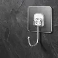 Clear strong adhesive waterproof wall hook with 6.5x6.5cm square transparent base plate - Transparent Large Hook