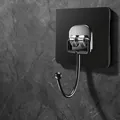 Heavy duty black adhesive wall hook, no-drill 6.5x6.5cm square base - Black (Large)