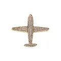 Broche avion dorée étincelante entièrement sertie de strass transparents - Avion