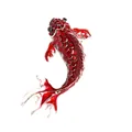 Broche de poisson koi en strass rouge exquise avec queue en émail blanc pour vêtements - Poisson Rouge
