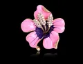 Élégante broche fleur en émail rose et violet avec des strass brillants dorés - Lys