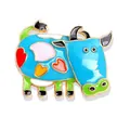 Broche vache de dessin animé en émail coloré avec motif de cœur pour accessoires - Forme de Vache / Bleu