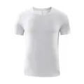 Men's white crew neck quick-dry sports T-shirt with breathable mesh fabric - S / Tops / Pure White