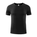 Black breathable quick-dry sports T-shirt with crew neck for men's fitness - S / Tops / Basic Black