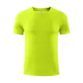 Men's neon green quick-dry sports T-shirt featuring breathable mesh texture fabric - Fluorescent Green