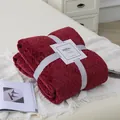 Manta gruesa de franela granate con patrón de espigas para sofá, cama o siesta - 120x200cm Blanket Only / Burdeos