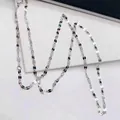 Collier élégant en argent sterling S925 avec maillons de plaquettes brillants pour femme - Chaîne Réglable en Argent 925 / Or blanc