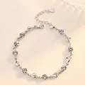 Bracelet élégant plaqué argent avec maillons en cœur et pierres de zircone cubique - Bracelet Cœur / Zircon Blanc (Diamant Blanc)