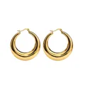 Classic minimalist chunky 18K gold plated stainless steel hollow hoop earrings for women - Hollow Earrings / 25mm / Gold