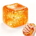 Όνειρο πορτοκαλί γκλίτερ μαλτόζη squishy παιχνίδι για ανακούφιση από το στρες και παιχνίδι - Τετράγωνο squishy μαλτόζης aurora 5,5 cm - Πορτοκαλί