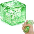 Πράσινο γκλίτερ ονειρικό μαλτόζη squishy παιχνίδι για ανακούφιση από το στρες!! - Τετράγωνο squishy μαλτόζης aurora 5,5 cm - Πράσινο