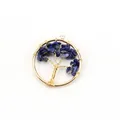 Handgemaakte levensboom hanger van gouddraad met blauwe lapis lazuli natuurstenen - Lapis Lazuli Levensboom / 30mm / Goud