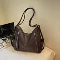 Sac à bandoulière hobo marron café de grande capacité en similicuir - Café
