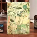Vintage European style A5 notebook featuring a nostalgic collage illustration cover design - Green / A5