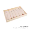 Plateau d'exposition pour 22 colliers en bois et velours, dimensions 35x24x3,5cm - Plateau pour Colliers / 35x24x3.5cm / Beige