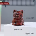 Hand-carved mahogany obsidian cat figurine lucky cat statue for home and office desk decoration - Mahogany Obsidian / Approx. 3x2cm