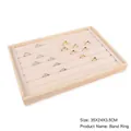 Premium massief houten sieradendisplay met fluwelen sleuven voor ringenopslag - Bandring Tray / 35x24x3.5cm / Beige