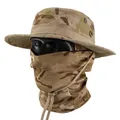 Camouflage tactische boonie hoed met gezichtsmasker voor zonbescherming en vissen - 1e Gen Hoed + Mesh Bivakmuts Set / Amerikaanse Woestijn Camouflage