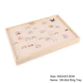 Vassoio per gioielli in legno professionale con 100 fessure per anelli organizzati - Vassoio per Anelli a 100 Posti / 35x24x3.5cm / Beige
