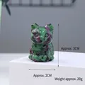 Natural Ruby in Zoisite hand-carved cat figurine crystal gemstone statue for home decor - Ruby Zoisite / Approx. 3x2cm