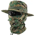 Professionelles digitales Camouflage-Taktik-Boonie-Hut-Set mit integrierter Gesichtsschutzmaske - 1. Gen Hut + Netz-Sturmhaube Set / Dschungel-Digitaltarnung