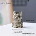 Hand-carved natural Picasso Jasper cat figurine, 3cm mini stone animal desk statue - Grid Stone / Approx. 3x2cm