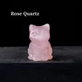 Natural pink rose quartz lucky cat carving figurine for creative office desktop decor - Rose Quartz / Approx. 3x2cm