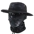 Taktisches Camouflage-Boonie-Hut- und Masken-Set in Schwarz für Herren im Freien - 1. Gen Hut + Netz-Sturmhaube Set / Schwarzes Python-Tarnmuster