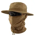 Taktisches Boonie-Hut-Set mit atmungsaktiver Gesichtsmaske in Coyote Tan für Sonnenschutz - 1. Gen Hut + Netz-Sturmhaube Set / Kojote Braun