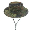 Taktischer Boonie-Hut mit Tarnmuster für Angeln und Outdoor mit verstellbarem Kinnriemen. - Hut der 1. Generation / Flecktarn Grün Tarnung