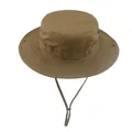 Strapazierfähiger brauner taktischer Boonie-Hut mit Kinnriemen für den Sonnenschutz im Freien - Hut der 1. Generation / Kojote Braun