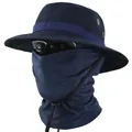 Marineblauer taktischer Boonie-Hut mit atmungsaktiver Maske für Sonnenschutz im Freien - 1. Gen Hut + Netz-Sturmhaube Set / Marineblau