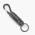 Porte-clés en paracorde tressée pour survie en plein air avec mousqueton noir solide - Camouflage Bleu Lac