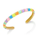 Colorful enamel rainbow bangle bracelet with bohemian gold-plated beach style cuff - Multi-color