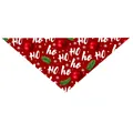Red Christmas pet bandana featuring a festive HO HO HO pattern and snowflake motifs - 63*43*43 / Ho Ho Ho Letters Style / Red (Christmas Style A)