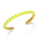 Modern Bohemian neon yellow enamel cuff bracelet with elegant gold-plated finish - Yellow