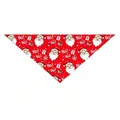 Close-up detail of a festive red Christmas pet bandana with Santa Claus print patterns - 63*43*43 / Santa And Gift Box Style / Red (Christmas Style B)
