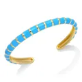 Bohemian gold-tone cuff bracelet with vibrant blue enamel segment patterns - Blue