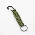 Handmade military green paracord braided keychain with black carabiner and ring - Army Green
