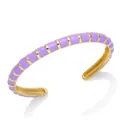 Bohemian style gold-plated cuff bracelet featuring segments of lavender purple enamel - Purple