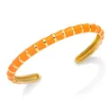 Vibrant orange enamel and gold-plated open cuff bracelet featuring an elegant beach style - Orange