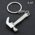 Llavero de martillo de metal plateado con mango texturizzato accesorio de herramienta - Martillo de Orejas (A-07)