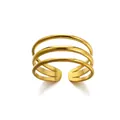 Detailed view of a minimalist triple-layer gold open ring for daily wear - Triple Curved Style (JZ5555G)