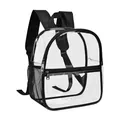 Clear PVC waterproof backpack with black adjustable straps and mesh side pocket - 20-35L / Black