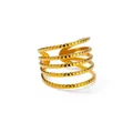 Detailed view of the multi-layered gold spiral open ring with textured beaded surface. - Multi-layer Spiral Beaded Style (JZ5952G) / Gold