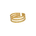 Macro view of triple-layer gold beaded ring with adjustable opening and polished finish. - Triple Beaded Style (JZ6326G)