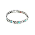 Elegant silver magnetic energy bracelet for women with brilliant blue rhinestone inlay - Silver/Blue Zirconia