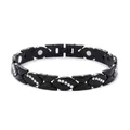 Fashionable black magnetic therapy bracelet for women featuring sparkly white rhinestones - Black (Red/White/Black Enamel)